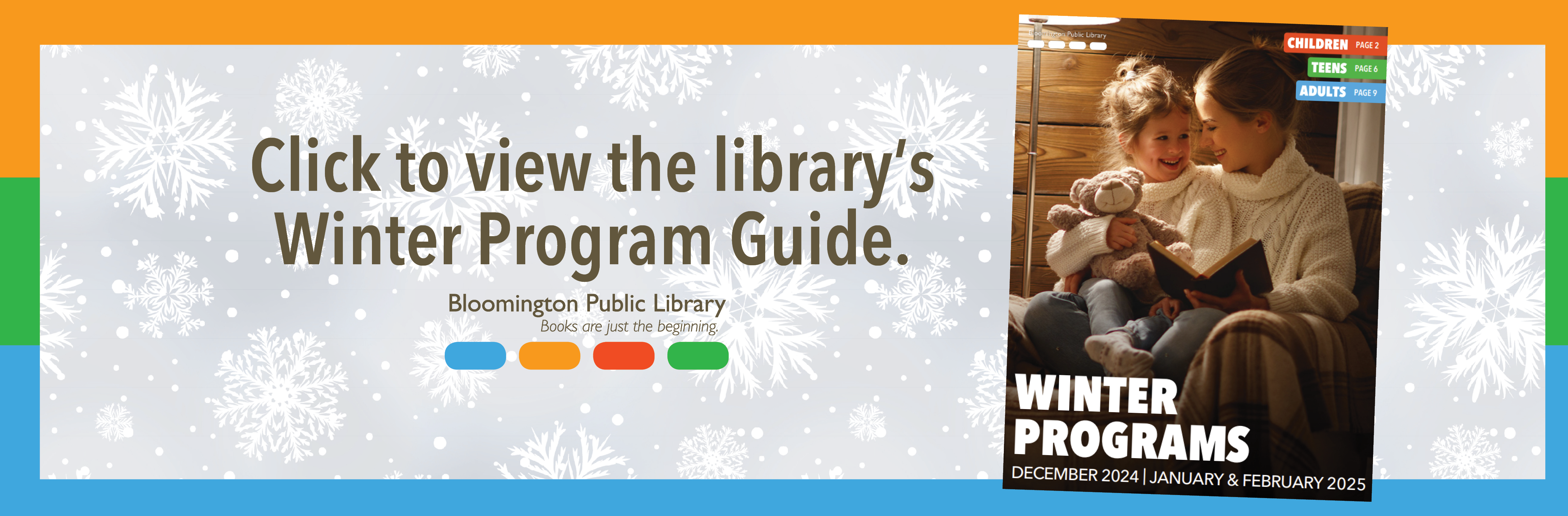 Program Guide for Winter events and Bloomington Library.