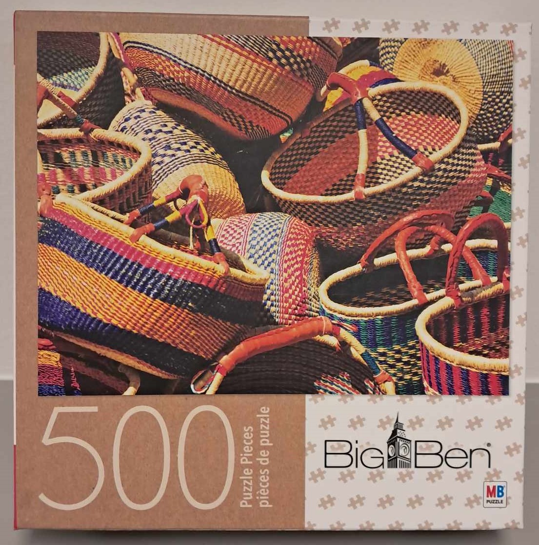 Puzzle cover showing an image of woven baskets piled together.